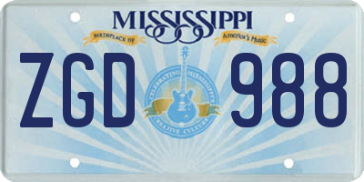 MS license plate ZGD988