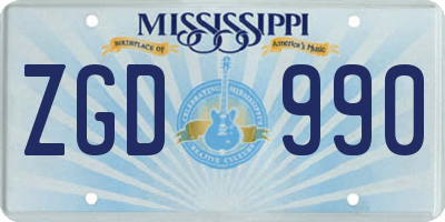 MS license plate ZGD990
