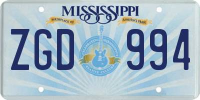 MS license plate ZGD994