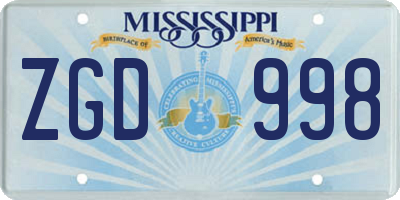 MS license plate ZGD998
