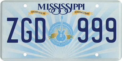 MS license plate ZGD999