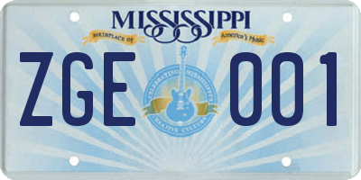 MS license plate ZGE001