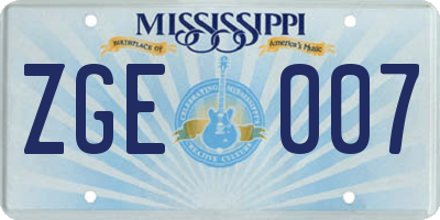 MS license plate ZGE007