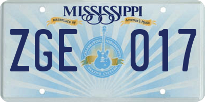 MS license plate ZGE017