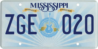 MS license plate ZGE020