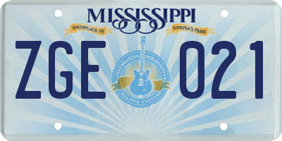 MS license plate ZGE021