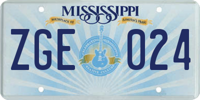 MS license plate ZGE024