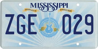 MS license plate ZGE029