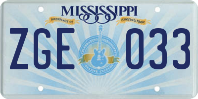 MS license plate ZGE033