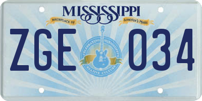 MS license plate ZGE034