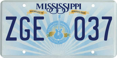MS license plate ZGE037