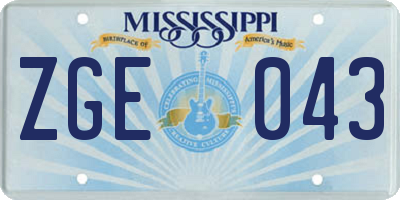 MS license plate ZGE043