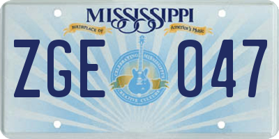 MS license plate ZGE047