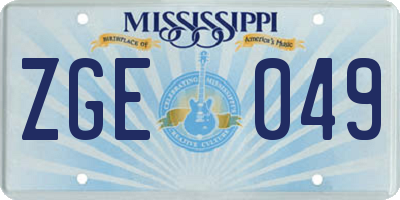 MS license plate ZGE049