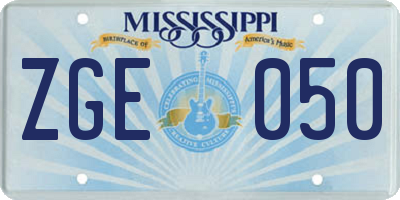 MS license plate ZGE050