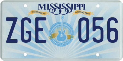 MS license plate ZGE056