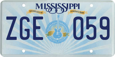 MS license plate ZGE059