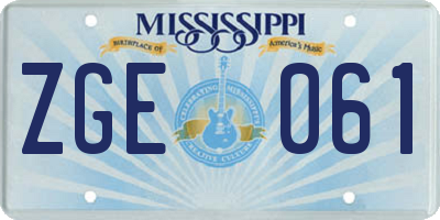 MS license plate ZGE061