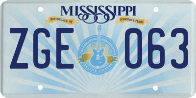 MS license plate ZGE063