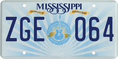 MS license plate ZGE064