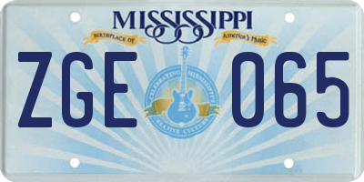 MS license plate ZGE065