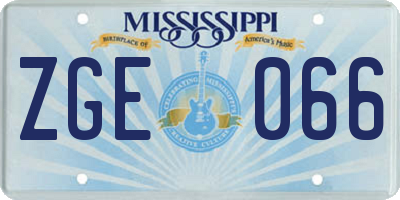 MS license plate ZGE066