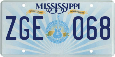 MS license plate ZGE068