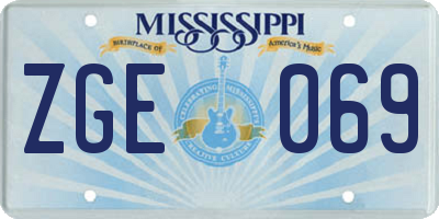 MS license plate ZGE069