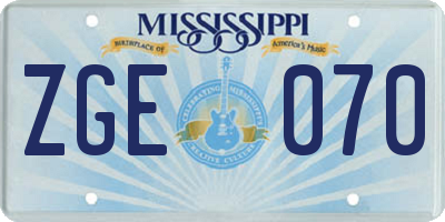 MS license plate ZGE070