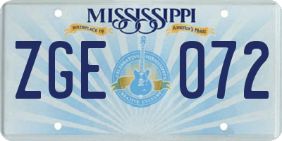 MS license plate ZGE072