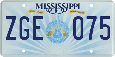 MS license plate ZGE075