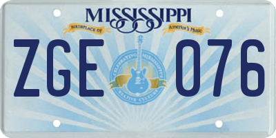 MS license plate ZGE076