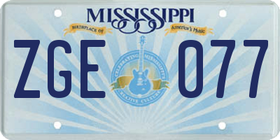 MS license plate ZGE077