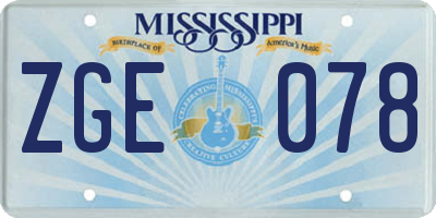 MS license plate ZGE078