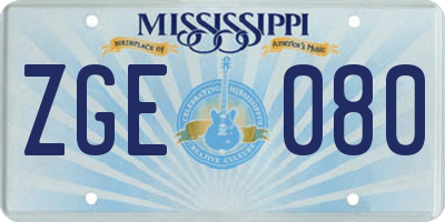 MS license plate ZGE080