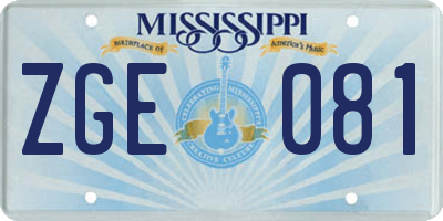 MS license plate ZGE081