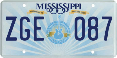 MS license plate ZGE087