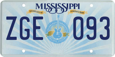 MS license plate ZGE093