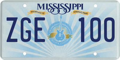 MS license plate ZGE100