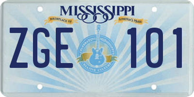 MS license plate ZGE101