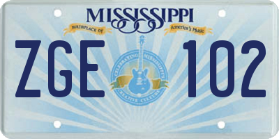 MS license plate ZGE102