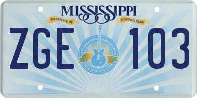MS license plate ZGE103