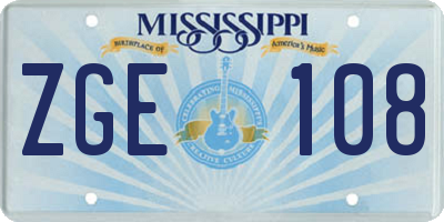 MS license plate ZGE108