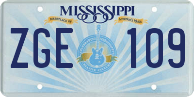 MS license plate ZGE109