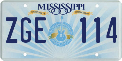 MS license plate ZGE114