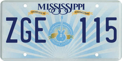 MS license plate ZGE115
