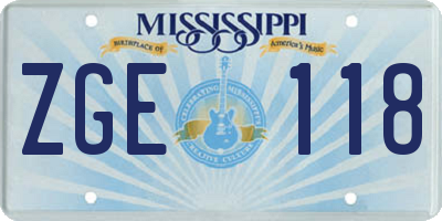 MS license plate ZGE118