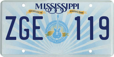 MS license plate ZGE119