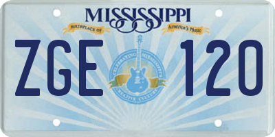 MS license plate ZGE120