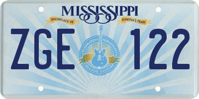 MS license plate ZGE122